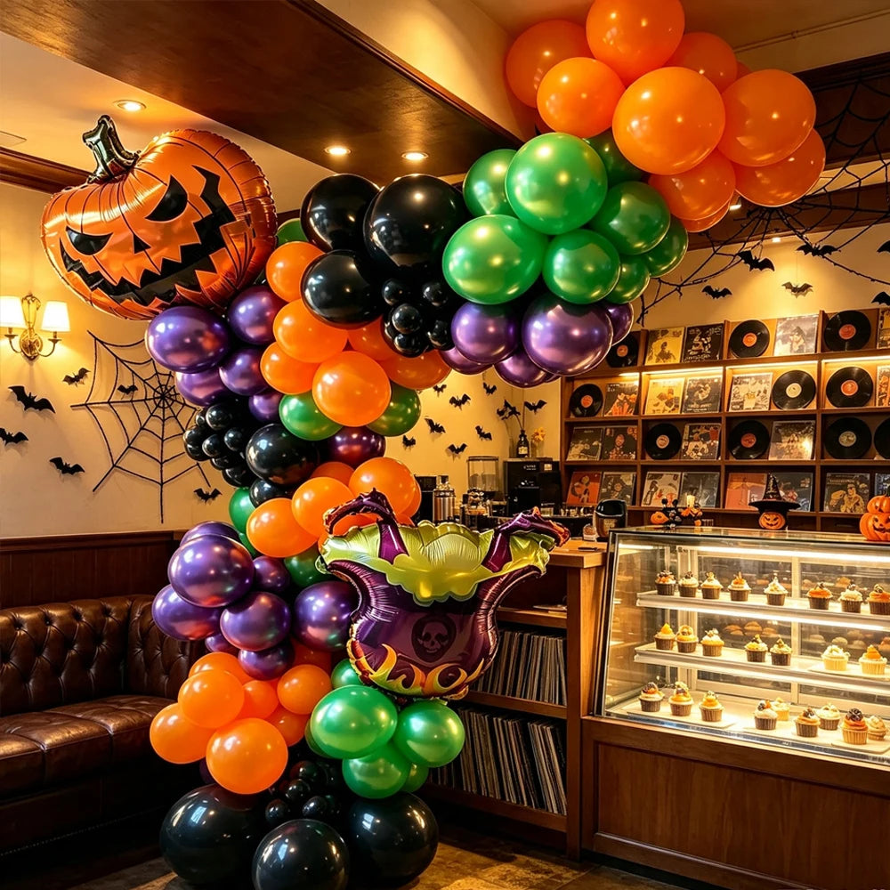 Classic Halloween Color Scheme balloon Set, Pumpkin Head Witch Hat Aluminum - product image 1