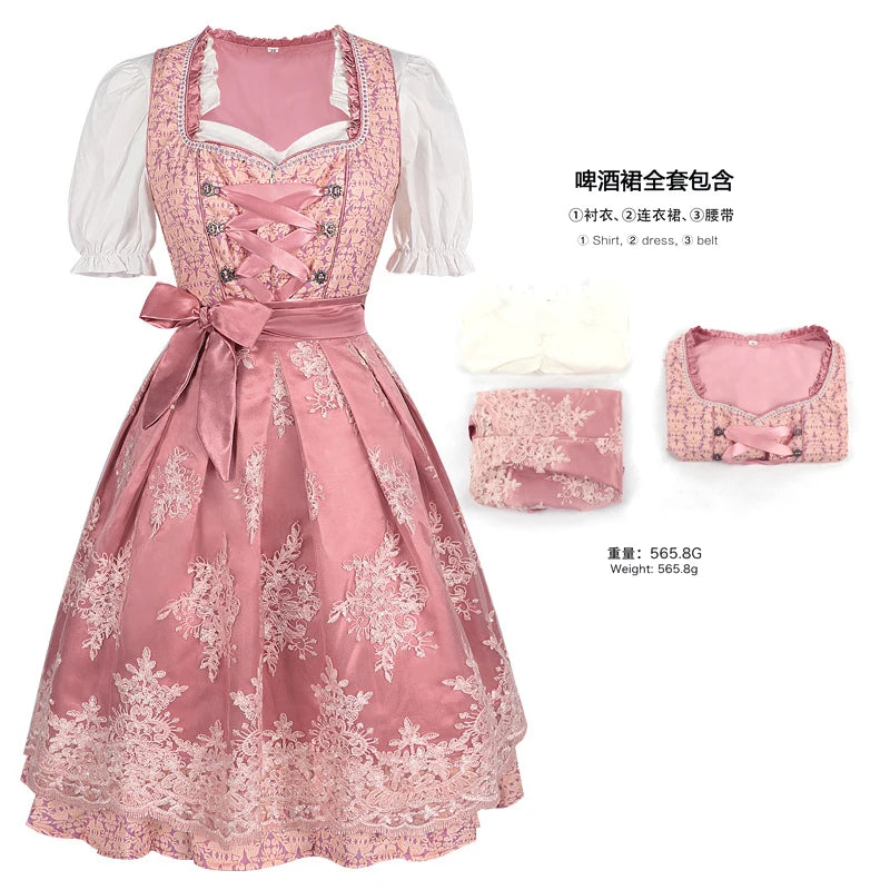 Kids' German Oktoberfest Maid Bavarian Traditional Embroidery Halloween Costume - 011 / L