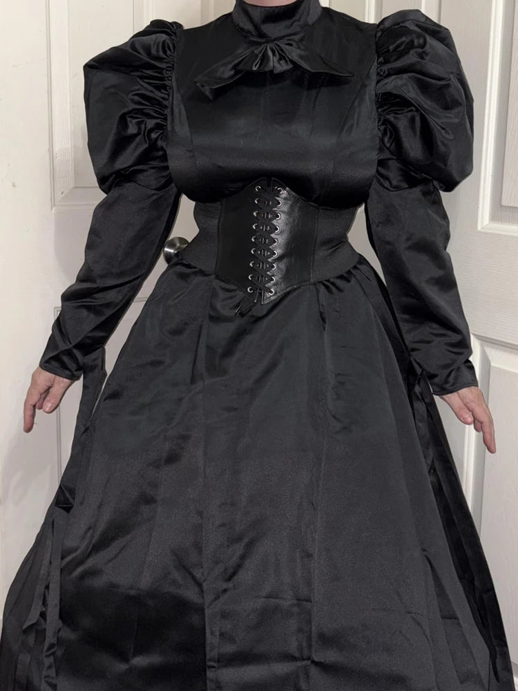 Women Gothic Victorian Dress Renaissance Ball Gown Vampire Rococo Costume Black