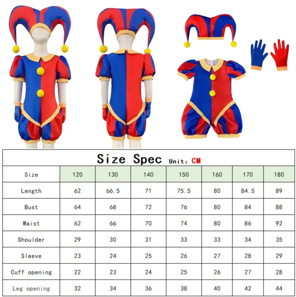 The Amazing Digital Circus Clowns Costume Kids Adult Halloween Bodysuit Costume Suit - 001 / 120