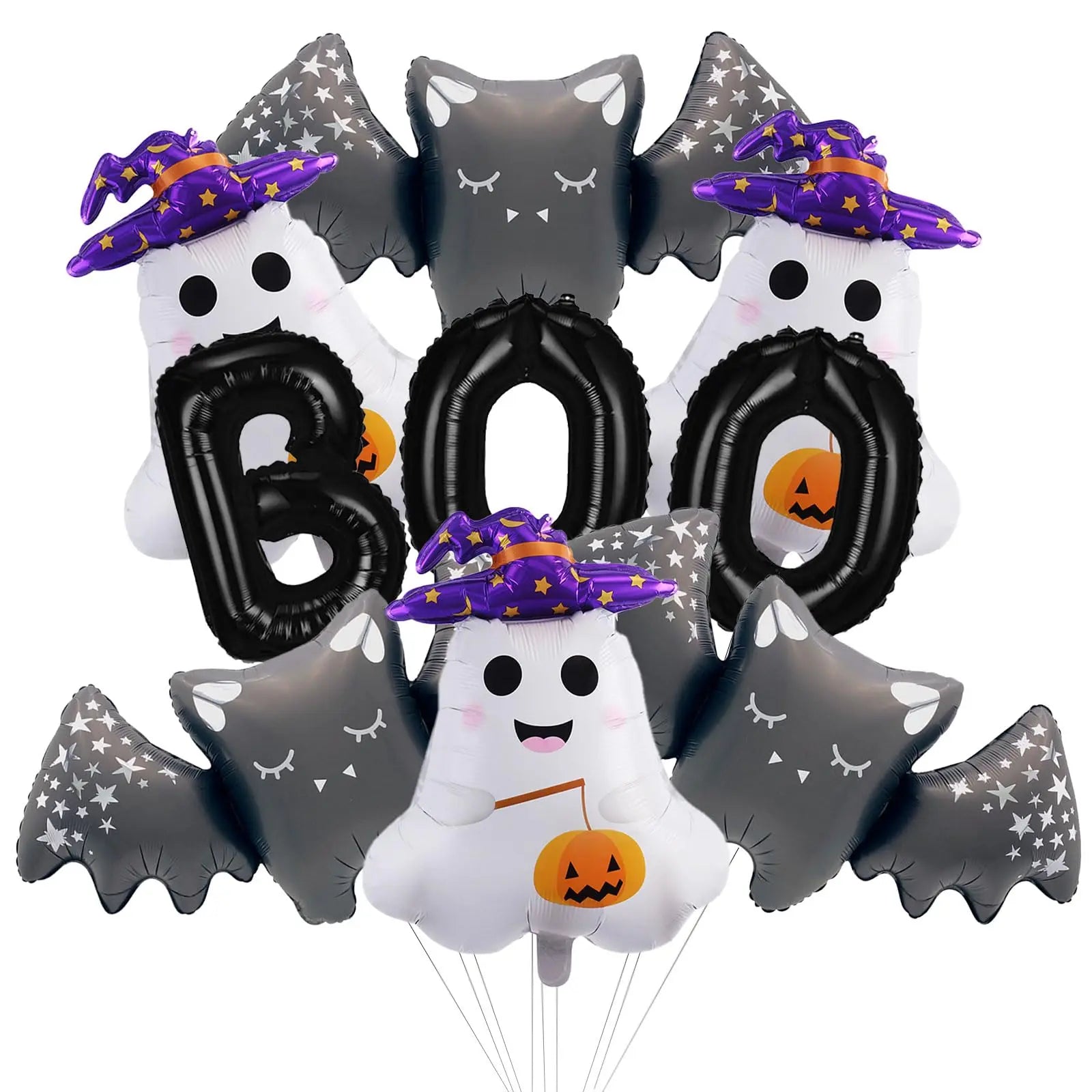 9PCS BOO Halloween Aluminum Foil Balloon Set Halloween Ghost Haunted House Birthday Party Decoration - product image 1