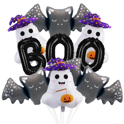 9PCS BOO Halloween Aluminum Foil Balloon Set Halloween Ghost Haunted House Birthday Party Decoration - product image 1