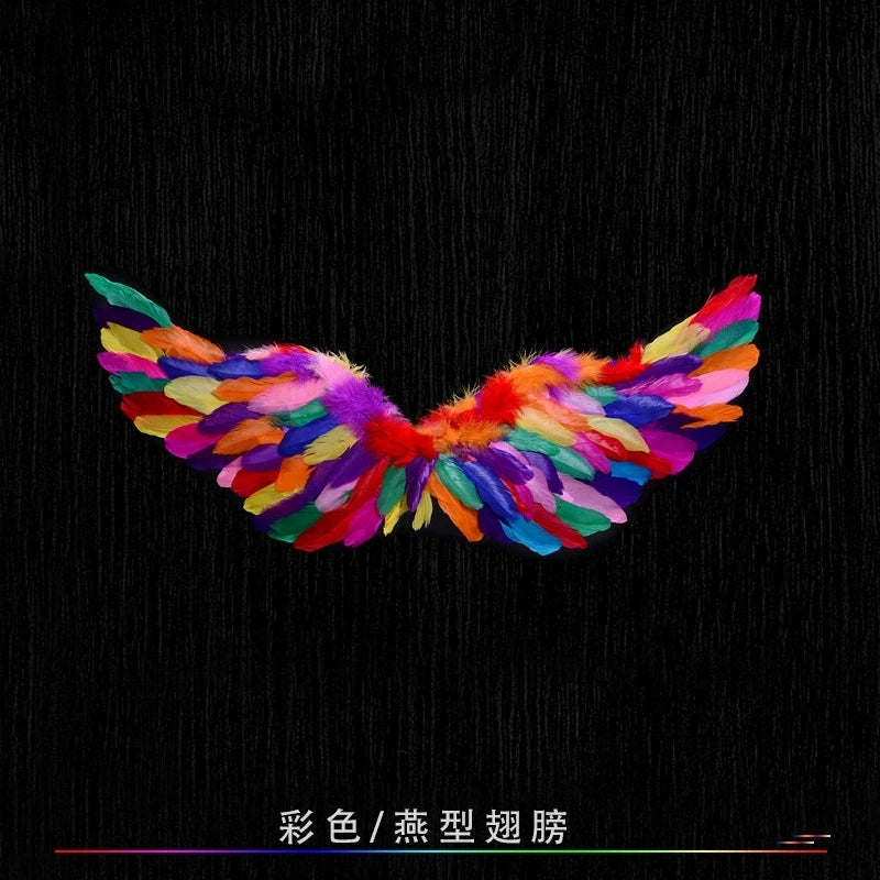 Creative Angel Feather Wings with Elastic Straps Bright Color Lightweight Wings