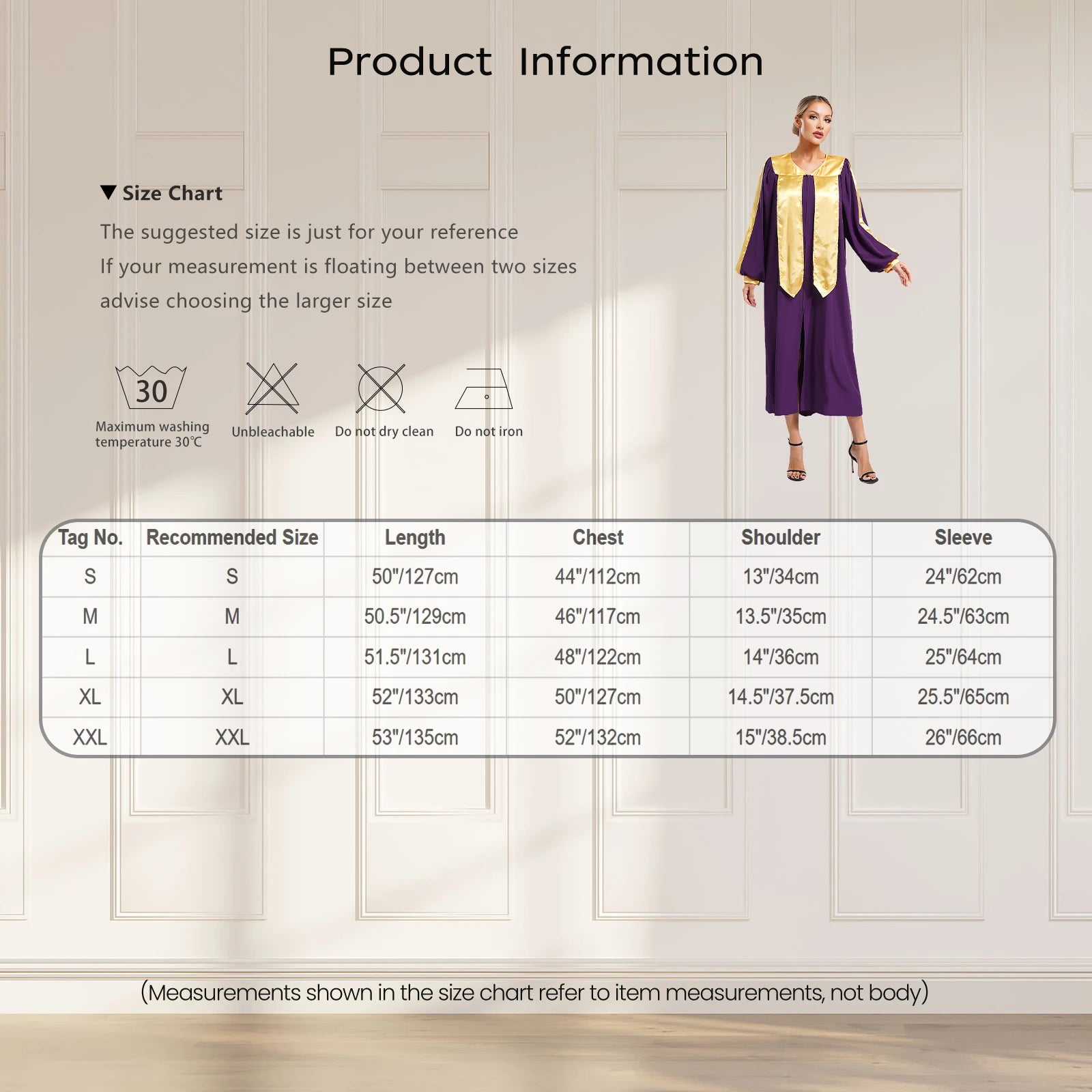 Adult Church Choir Robe V-neck Long Sleeve Judge Robe Graduation Gown Costume - alternate view 5