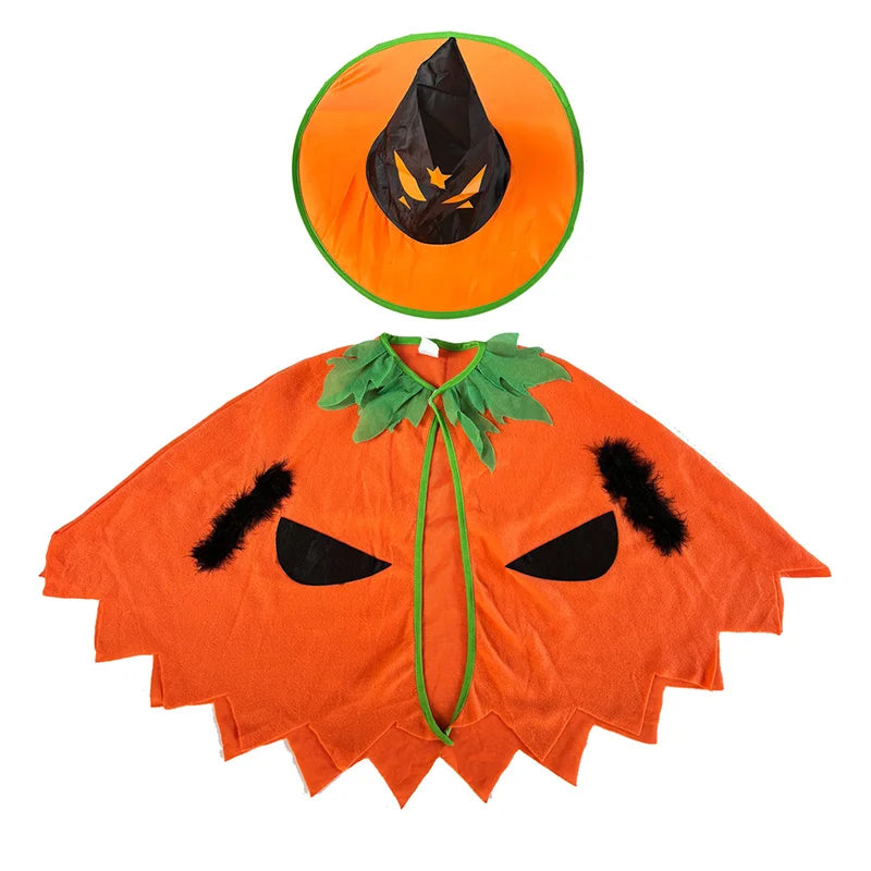 Halloween Girls Party Costume Cosplay Pumpkin Witch Dress Up Clothing Kids Birthday Festival Performance Clothes