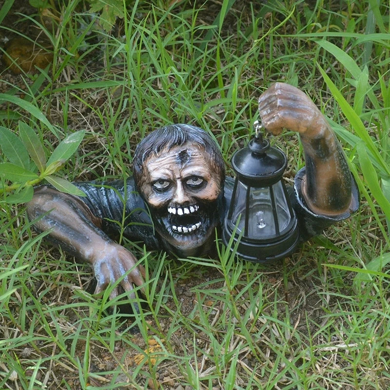 1pc Halloween Zombie Crawling Horror Decor, Scary Led Lights Zombie Holding - product image 4