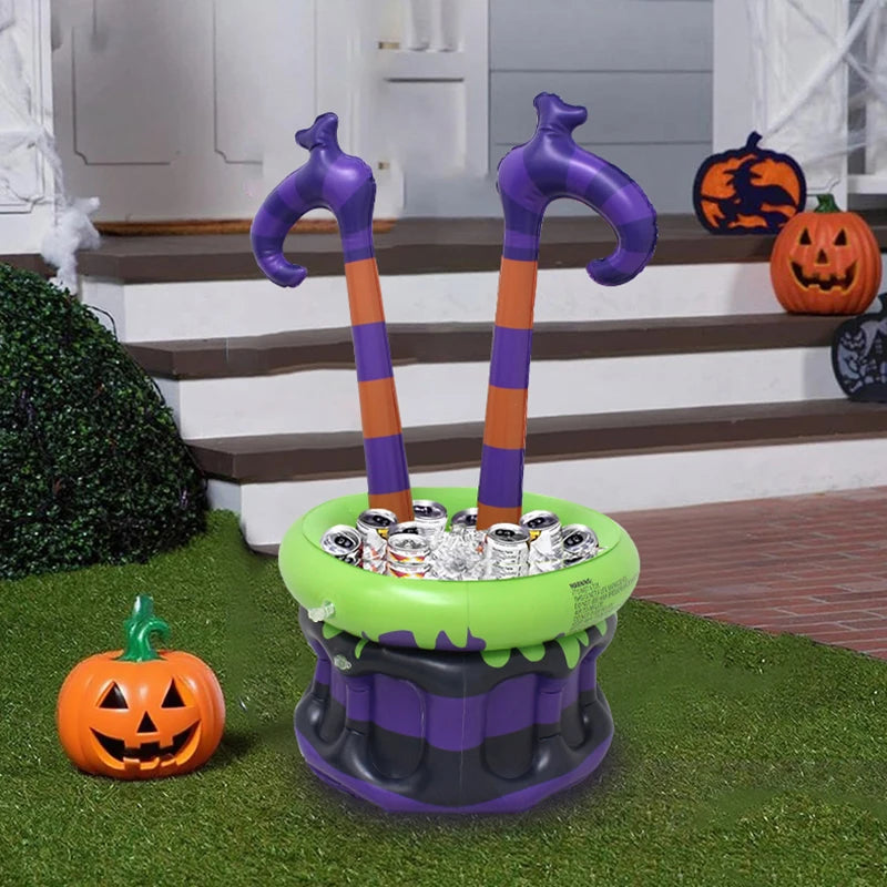 Inflatable Witch Legs Cauldron Cooler, Blow-Up Witch Pot Ice Bucket for Spooky Themed Parties, Halloween - product image 2