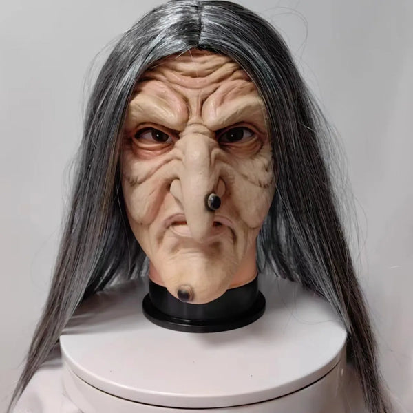 Scary Witch Mask Old Woman Latex Mask Funny Prank Head Cover Halloween Masquerade Party Cosplay Costume Props - product image 1