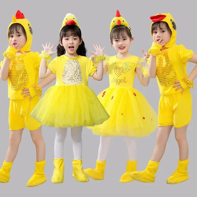 New Children Kids Adult Halloween Duck Chicken Chick Costume Skirt Tutu Yellow Bodysuit Outfit Dance - product image 2