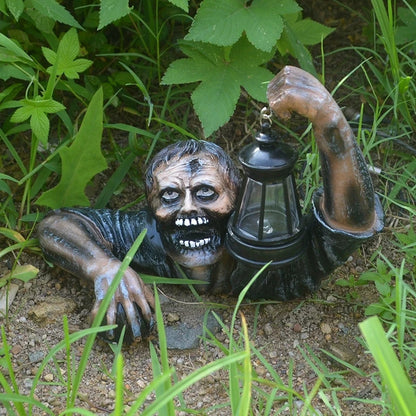 1pc Halloween Zombie Crawling Horror Decor, Scary Led Lights Zombie Holding