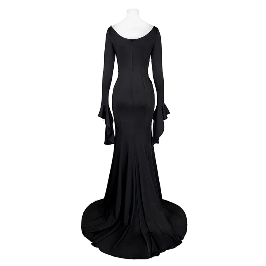 Morticia Addams Costume Black Gothic Dress Sexy Dresses Gomez Addams Men Suit Uniform - women dress / XL