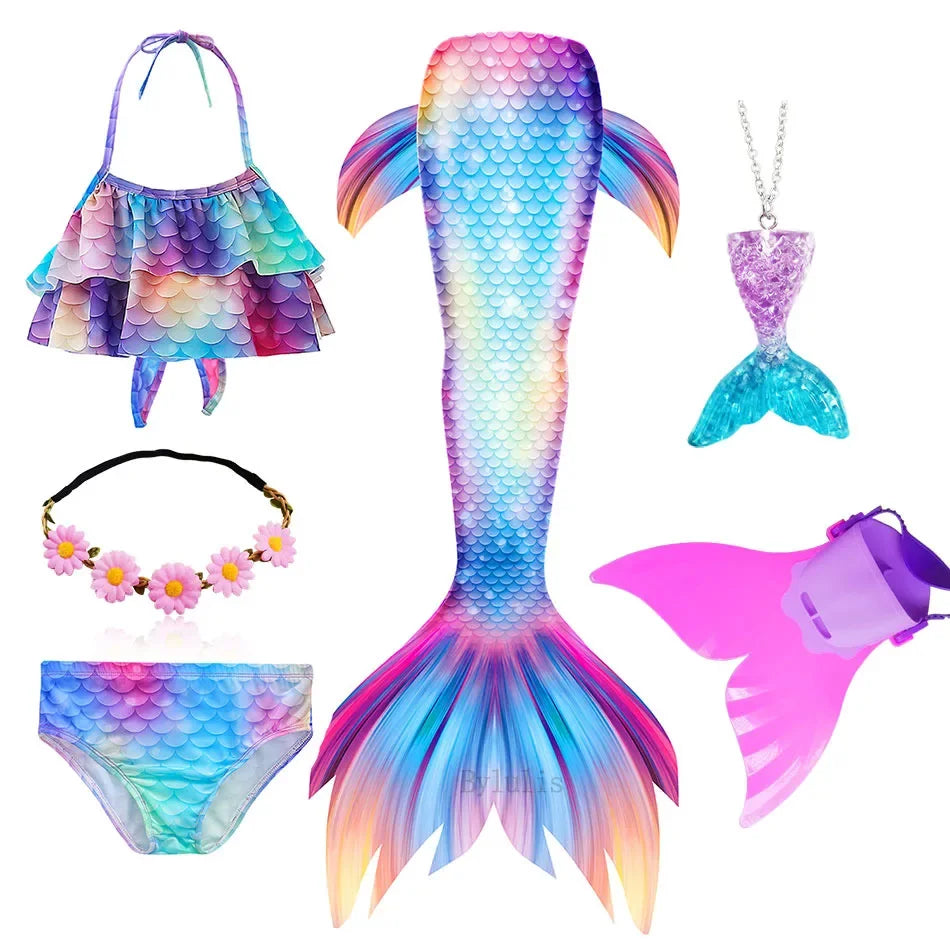 Mermaid Princess-Inspired Tail Memaid Swimsuit Bikini Bathing Suit Costume Girls Can