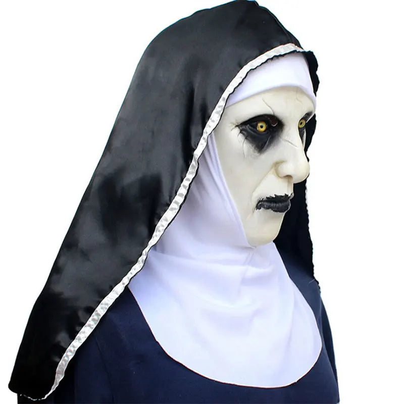 1PC The Horror Scary Nun Latex Mask w/Headscarf Valak Cosplay for Halloween Costume - product image 4