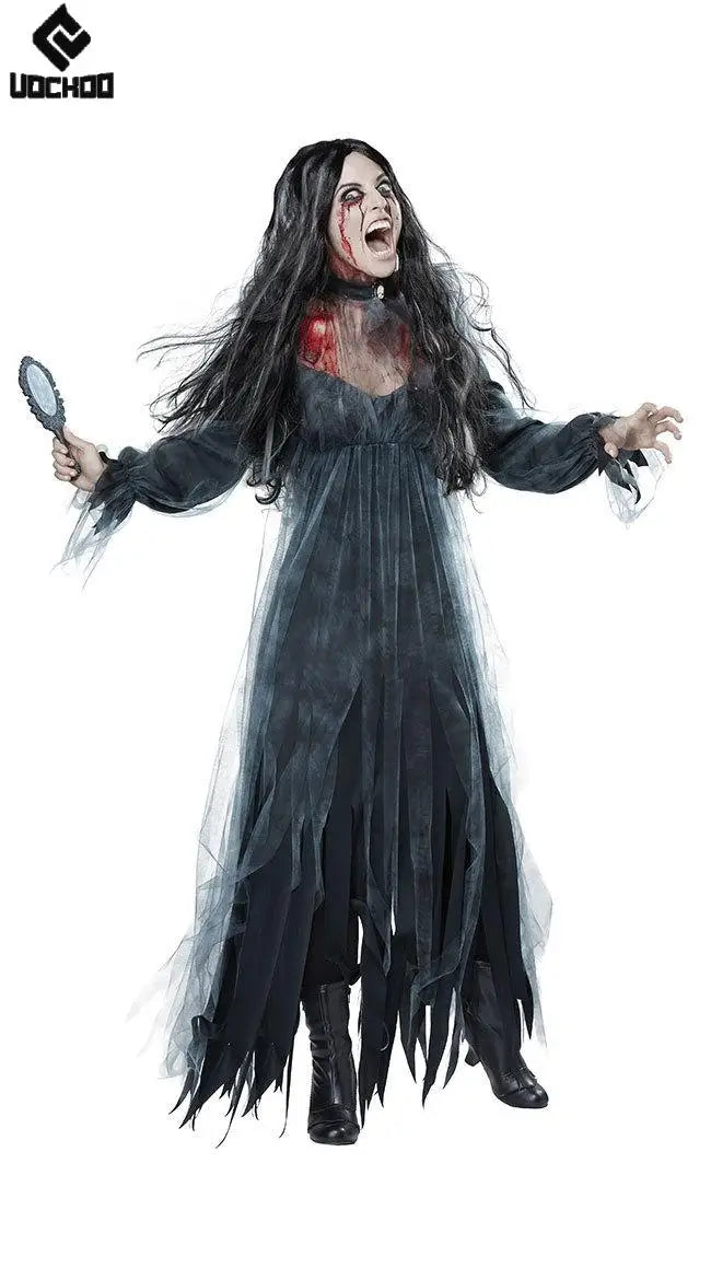 Halloween Ghost Bride Cosplay Costume Horrible Skeleton Dress Gothic Gown - product image 5