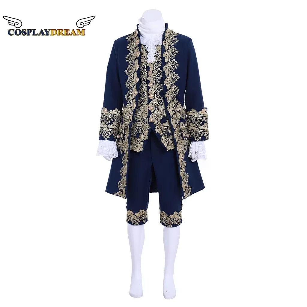 18th Century Victorian Gentleman Elegant Costume Aristocrat Costume Medieval Royal Men - navy blue / XXL