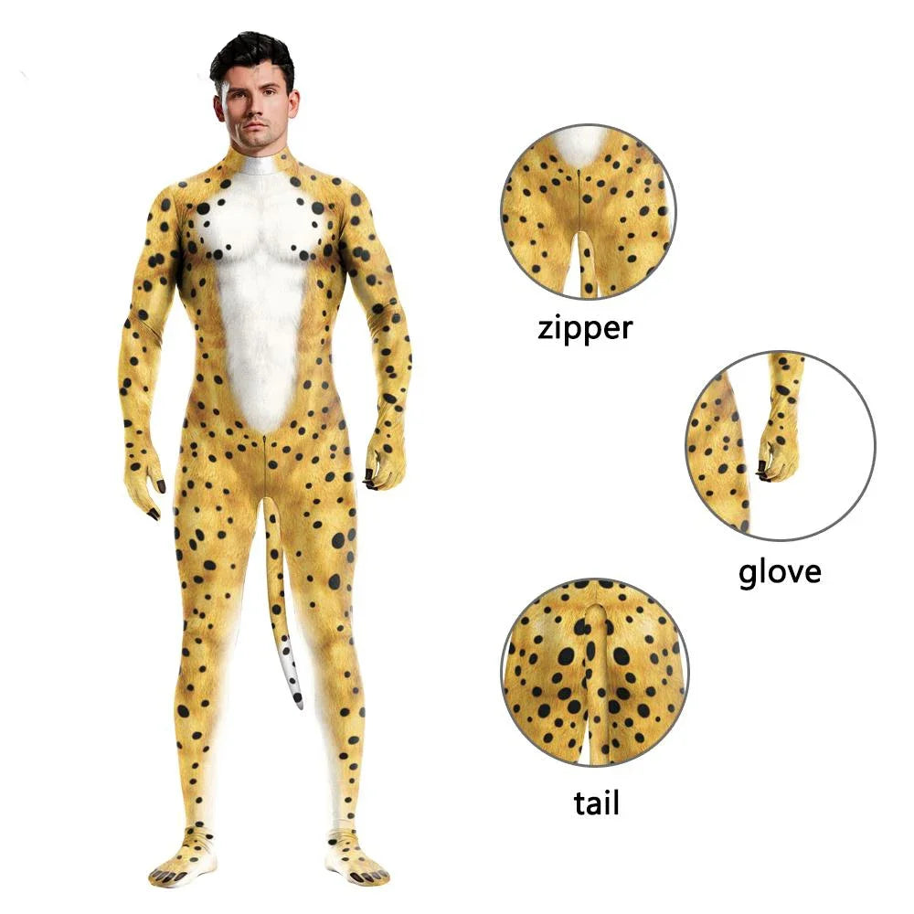 Full Cover Elastic Zentai Pet Suit Jumpsuit Print Catsuit Bodysuits Tail Purim Pet - 1021 / S