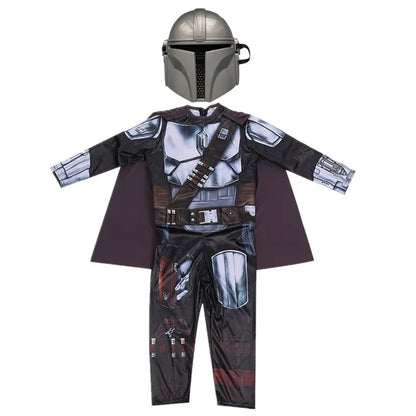 Kids Classic Mandalorian Costume Set Star Wars Warrior Armor Jumpsuit with Helmet & Cape - View 7