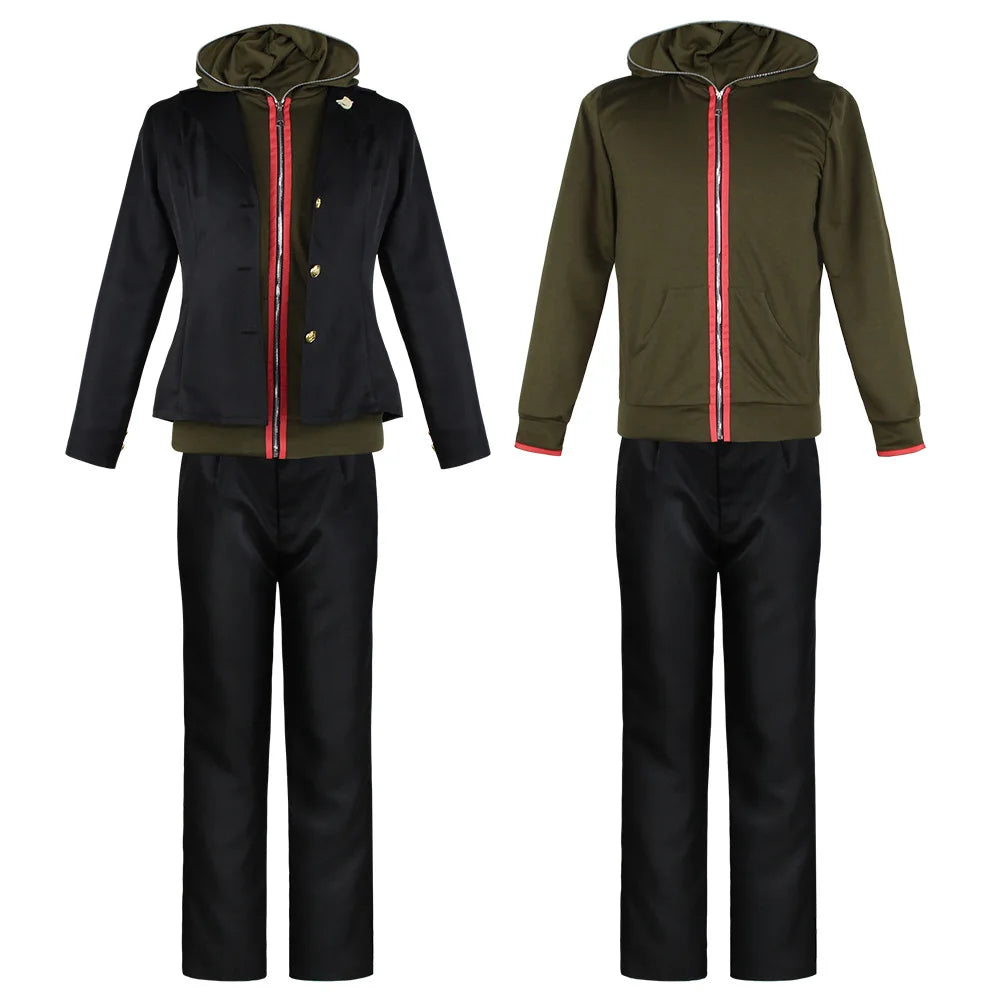 Anime Danganronpa Costume Makoto Naegi Costumes Hoodie Jacket Pants Full Set Adult - Costume / XL