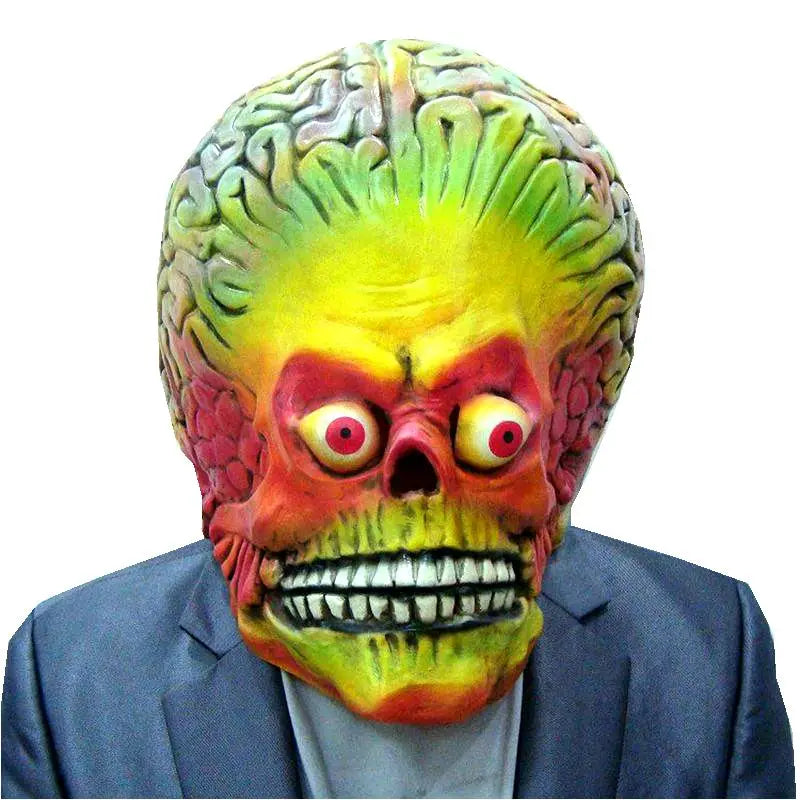 Attacks Martian Soldie Halloween Mask Full Head Latex Scary Alien Brain Party Mask UFO Mars Cosplay Costu - product image 7