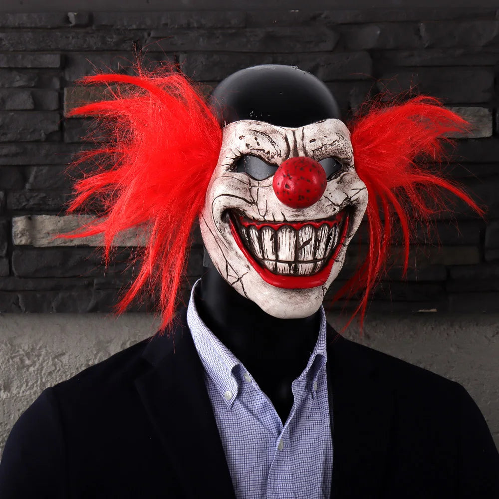 Twisted Carnival Sinister Clown Creepy Clown Mask Cosplay Bloody Half Face Clown Latex