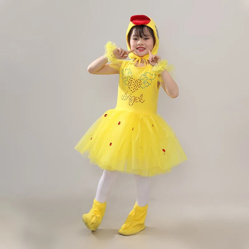 New Children Kids Adult Halloween Duck Chicken Chick Costume Skirt Tutu Yellow Bodysuit Outfit Dance - product image 13