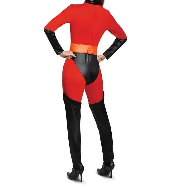Mr Mrs Incredibles Costume Anime the Incredibles Adult Red Jumpsuit Bodysuit Mask Suit - Men Costume / Height 150