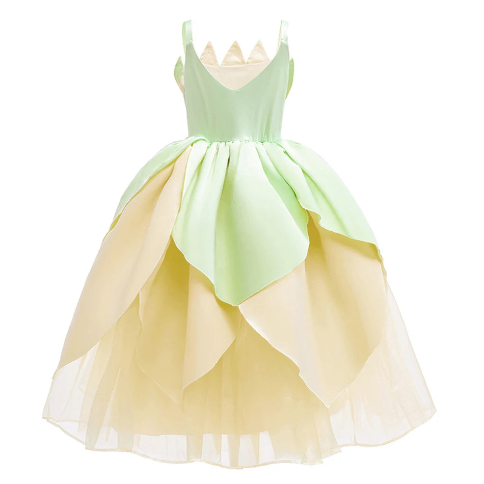 Girls Tiana-Inspired Princess Dress – Floral & Light-Up Costume Options