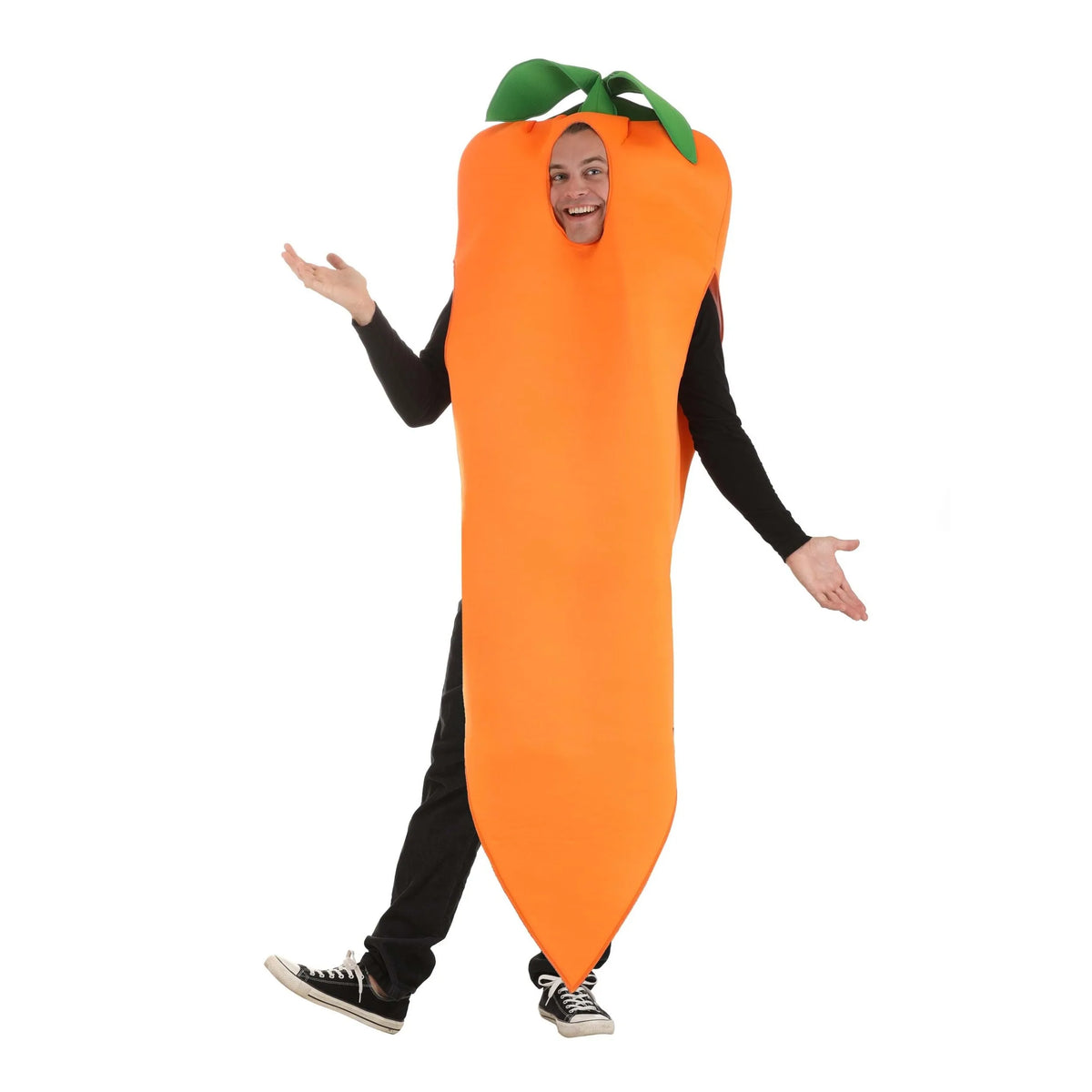 HAPPY JO Adult Carrot Costume – Funny Orange Vegetable Jumpsuit