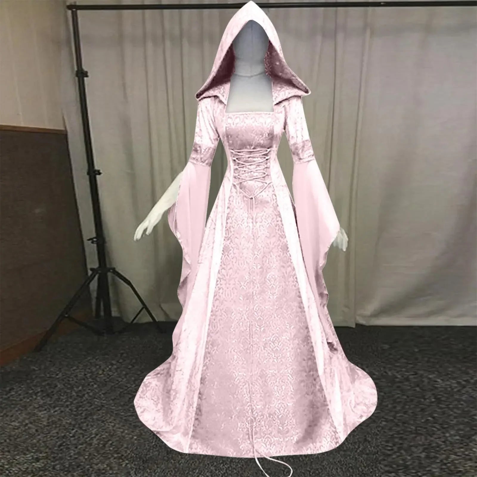 Women's Deluxe Witch Dress Medieval Costume Halloween Devil Pagan Witch Wedding Cos Costume Hooded Gown Robe - product image 9