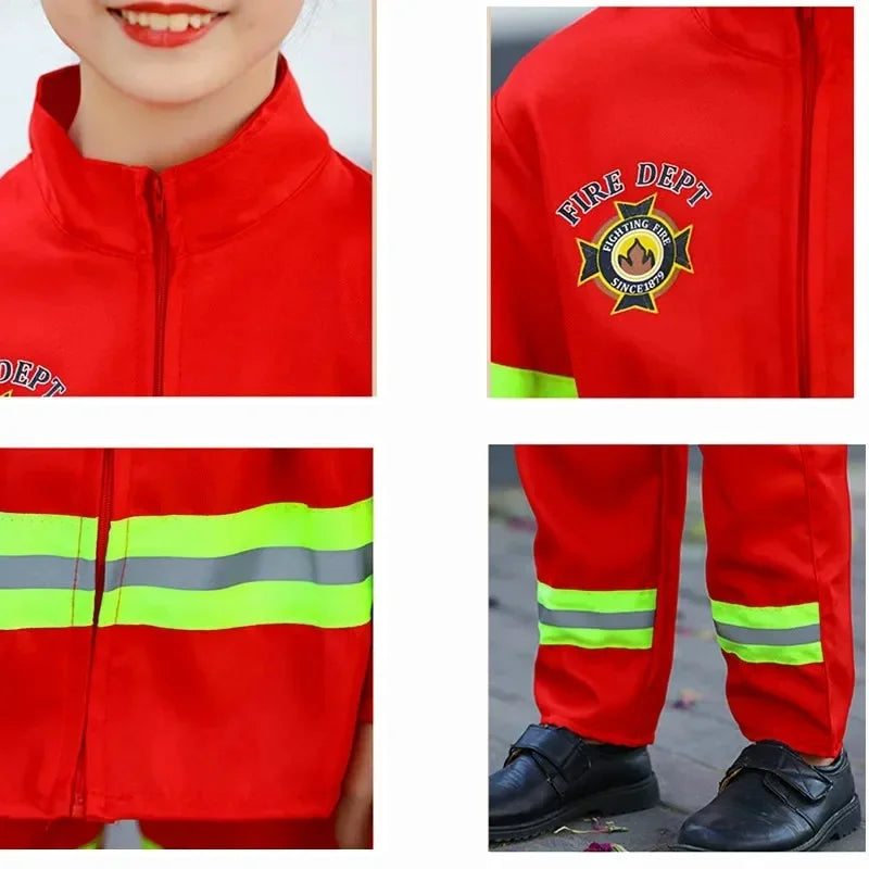 120CM Kids Firefighter Halloween Costume Set – 5-Piece