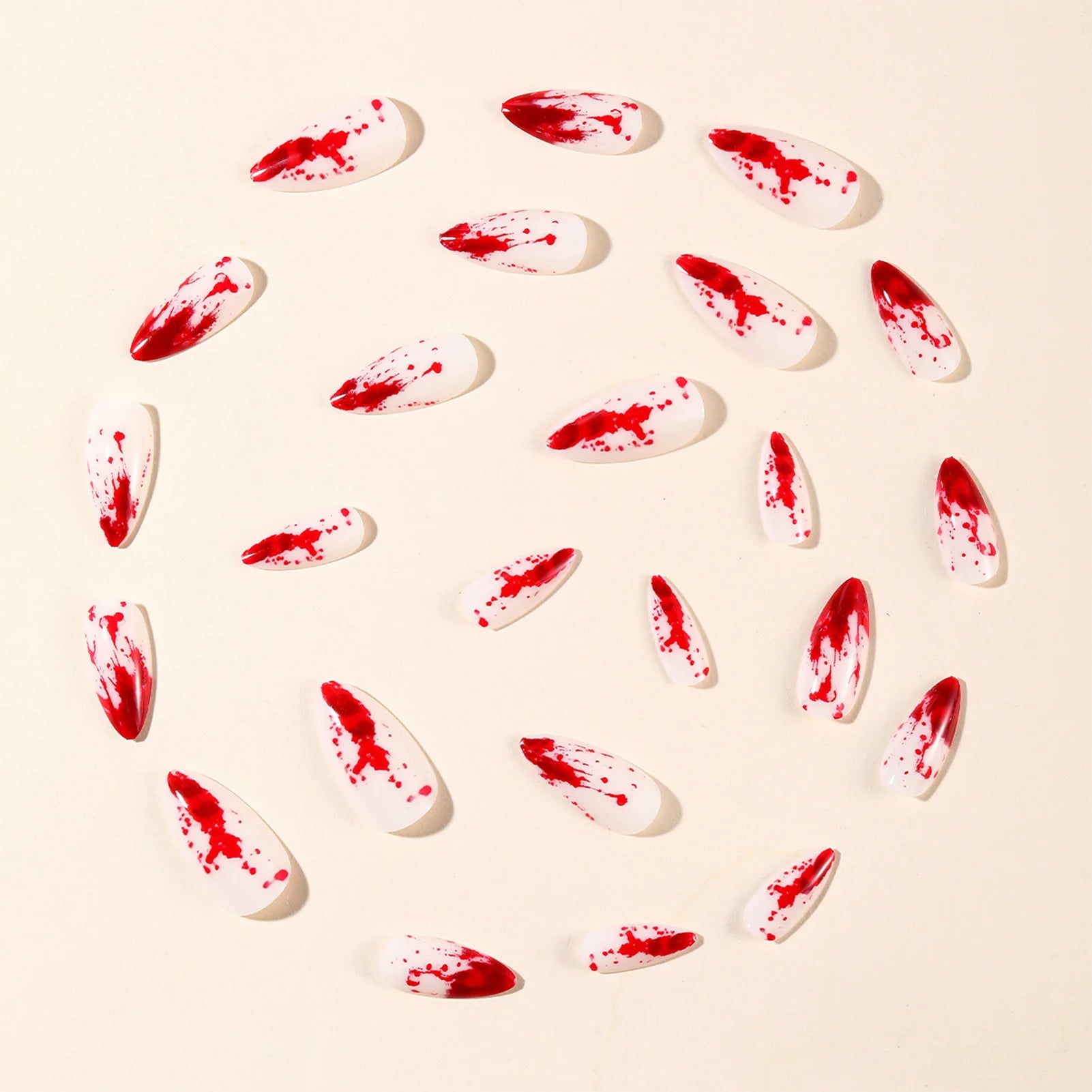 24Pcs Halloween Almond Fake Nails Red Blood Designs Press On Nails Simple DIY Manicure Full Cover False Nail - product image 3