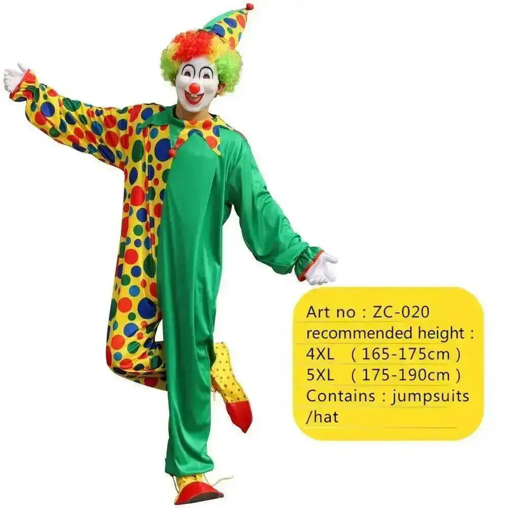 Adults Clown Costumes Joker Bodysuit for Men Magician Performance Fancy Halloween Outfits - Zc-017 / 4xl height165-175cm