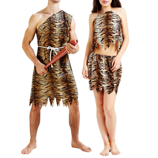 Combhasaki Adult Unisex Halloween Caveman Costume for Women / Men Leopard Print Costume - Women / One Size