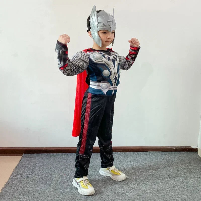 Halloween for Men's Thunder God Warrior Muscle Costume Superhero Thunder God Warrior Costume Muscle Costume Jumpsuit - A / height 55.1–59.1 in (140–150 cm)