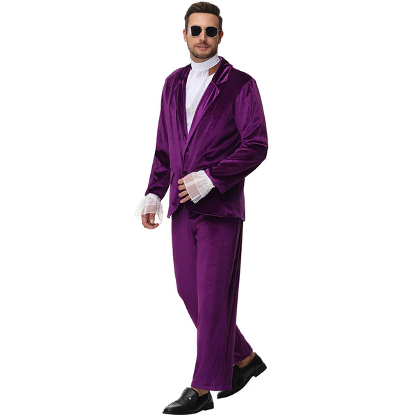 Halloween Outfit 80s Retro Style Size Modern Dancewear Special Purpose Clothing Disco Purple Suit For Men - product image 1