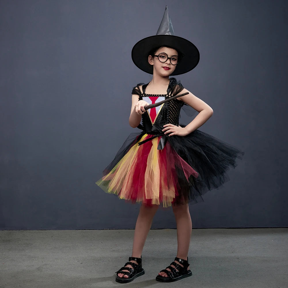 Magic Hermoine Girl Tutu Dress for Halloween Cosplay Costume Potter Witch Cosplay Clothes Kids Birthday Party - product image 2