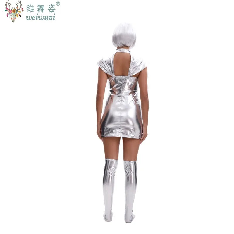New Halloween Costume Astronaut Adult Women Cosplay Costume Planet Warrior Space Suit Silver Cool Dress - product image 2