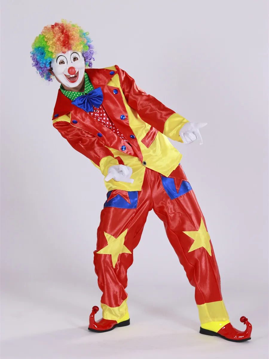 Colorful Clown Costume for Men Club Circus Halloween Joker Suit Performance Suit - 1 / XL
