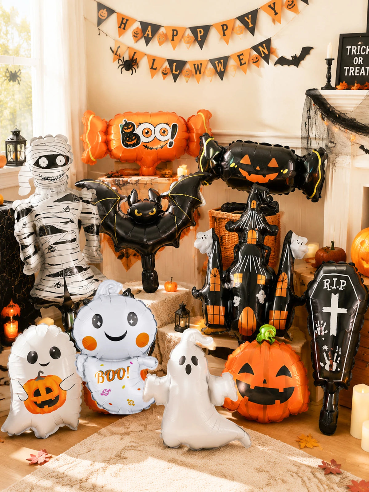 10-Piece Mini Halloween Foil Balloon Set Suitable Haunted Houses Pumpkin Themed - product image 4