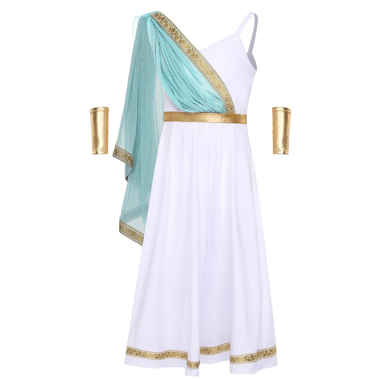 Kids Girls Ancient Greek Princess Costume Cosplay Party Dress High Waist Cami Dress Halloween Carnival Dress - product image 8