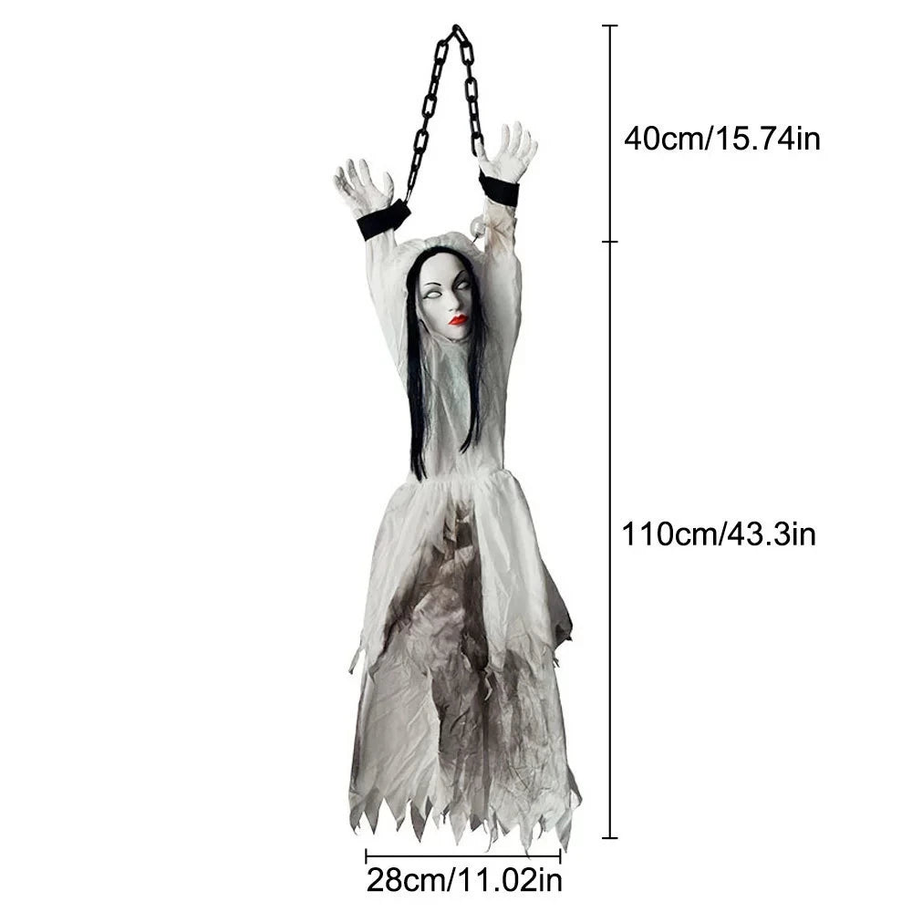 Clown Props Animated Hanging Chain Glowing Eyes Creepy Halloween Costume Prop - View 9