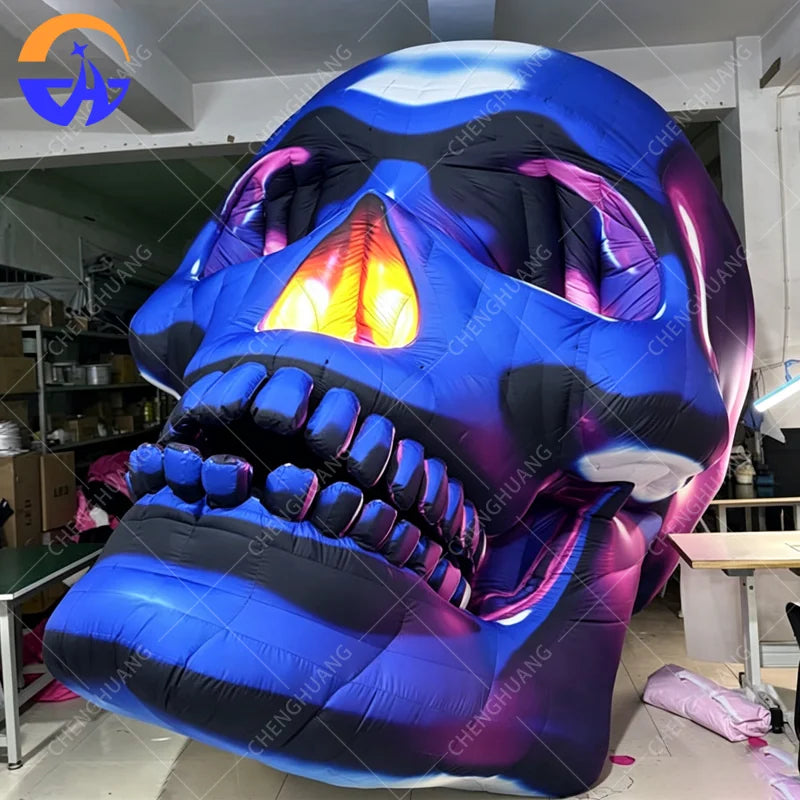 Customized Inflatable Halloween Horror Skull Model Halloween Advertising Campaign Decoration Props with Blower