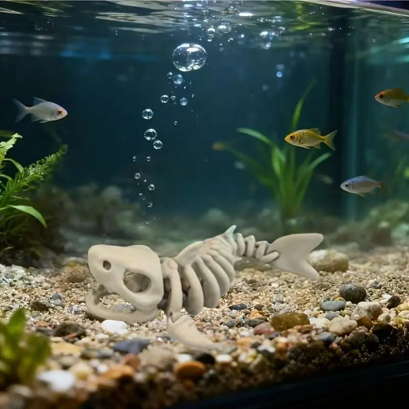 Spooky Shark Skeleton Aquarium Decor Articulated Ornament Reptiles Fish Tank Landscapes Fish Shrimp Shelter Aquarium Accessories