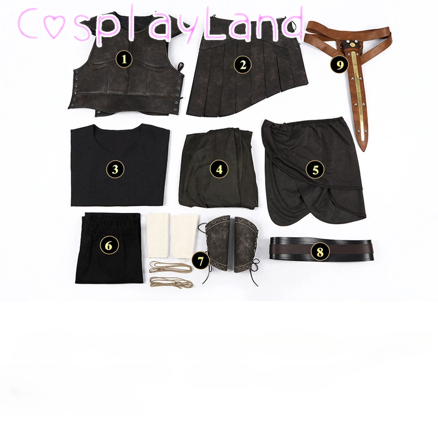 Odyssey Costume Cloak Belt Helmet Medieval Warrior Suit Outfit for Men Women Halloween - Helmet / Custom Size