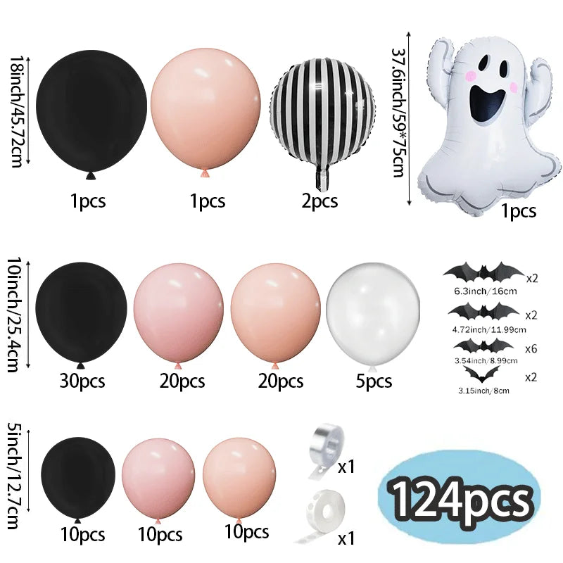 124-Piece Balloon Garland Featuring Spiderwebs Bats Halloween Decoration - product image 2