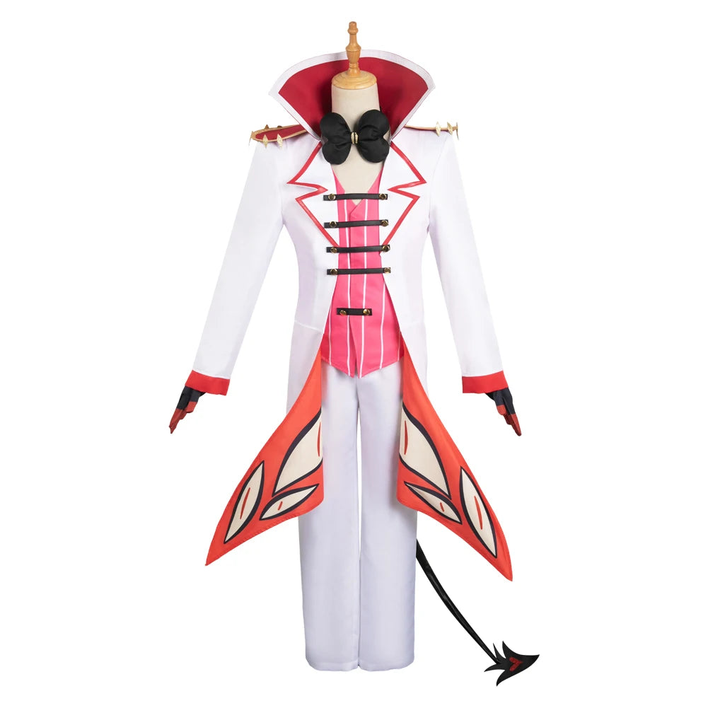 Adult Lucifer Costume Anime Hotel Fantasy Men Uniform Tail Coat Hat Pants Gloves Tie - Hat / XXXL
