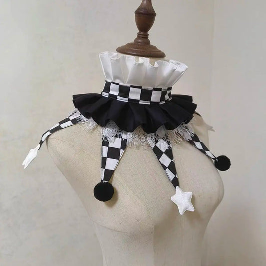 Handmade Halloween Colorful Clowns Chocker Cute Fairy Tale Style Clown Collar Cos Stage - black purple
