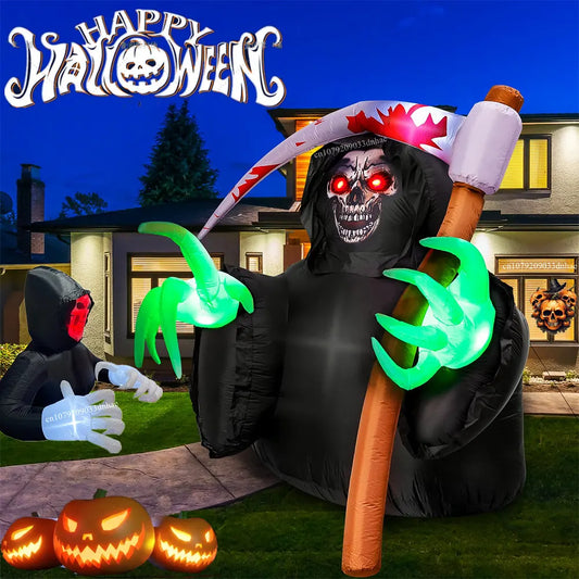 Halloween Inflatables Death God Outdoor Decorations Scary Red Eye Ghost with Built-in LEDs for Yard Garden - product image 1