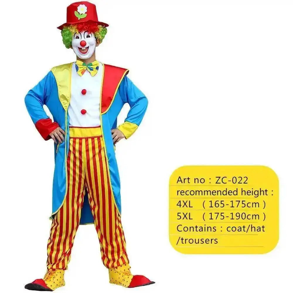 Adults Clown Costumes Joker Bodysuit for Men Magician Performance Fancy Halloween Outfits - Zc-014 / 5xl height175-190cm