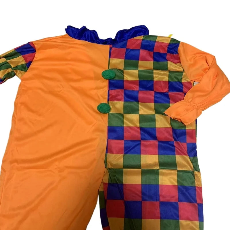 Kids Clown Costume Hat Kids Halloween Kindergarten Magic Game Show Jumpsuits Baby Prom - costume and hat / L
